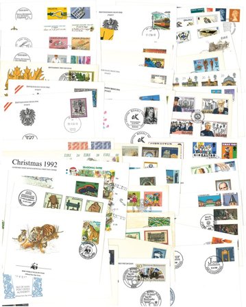 Hele verden - 75 forskellige FDC'er - Assorteret