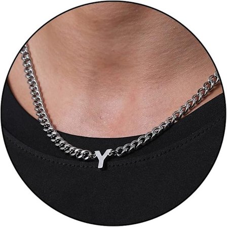 Initial A-z Kubansk Länk Halsband För Pojkar Män Kvinnor Bokstav Hänge Rostfritt Stål 6.5mm 18+2 Tum Smyckesgåva