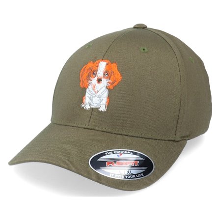 Iconic - Zelená flexfit Kšiltovka - Cocker Spaniel Dog Olive Flexfit @ Hatstore