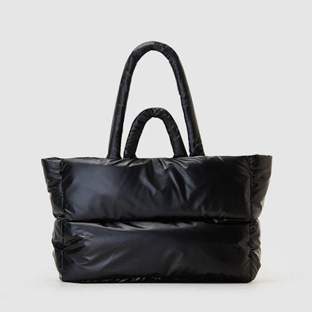 Puffer Tote Bag Quiltet Puffy Håndtaske SORT