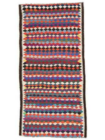 Kelim Fars Matta Orientalisk Hallmatta Svart/Mörkröd (Ull, Persien/Iran)