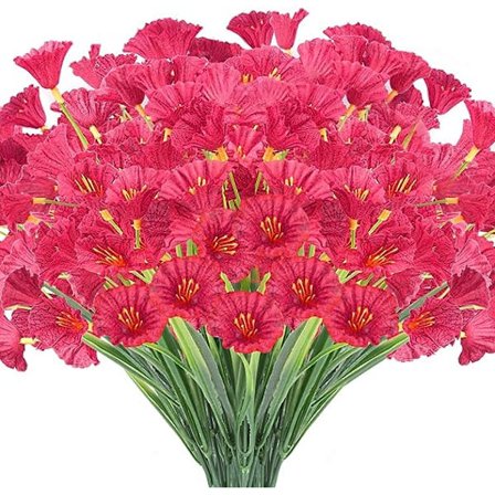 24 Bundter Kunstige Blomster Udendørs UV-Resistente Falske Blomster Ingen Blegning Faux Plastikplanter Have Veranda Vindue Kassedesign