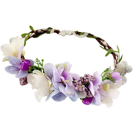 Bohemian stil krans hodeplagg lilla blomsterkrans for