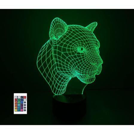 WJ 3D Leopard Fjernkontroll 16 Farger Nattlys Illusjon Akryl LED Bordlampe Sengelampe Barn Soverom Skrivebord Dekor Bursdagsgaver Leker for Barn