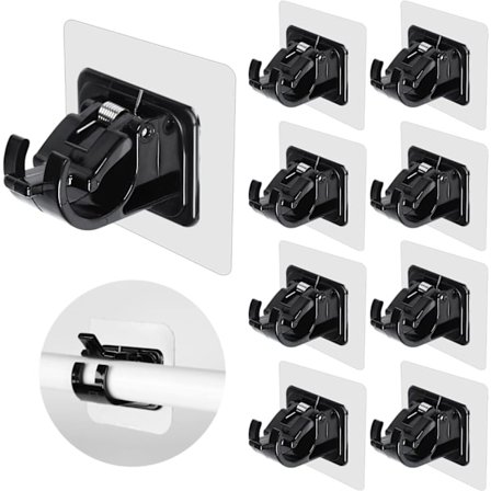 Gardinstangbraketter uten boring, 10 stk selvklebende gardinstangholdere, hengere for bad kjøkken hjemme bad og hotellbruk