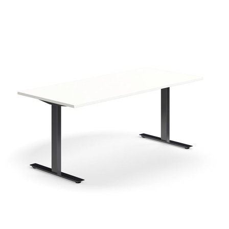 Desk QBUS, straight, 1800x800 mm, T-frame, black frame, white
