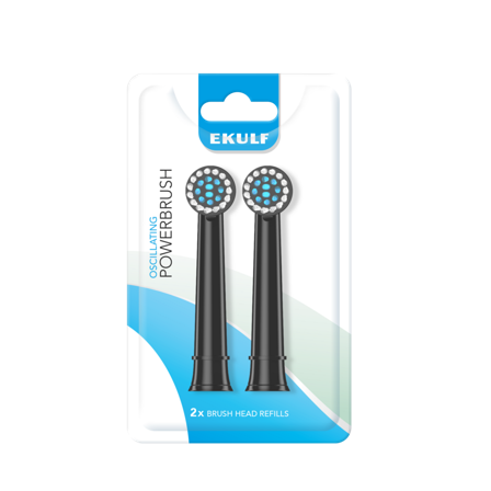 Ekulf PowerBrush Black børstehoderefill 2 stk