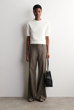 COS Women's T-Shirt In Maglia Di Cotone in Bianco