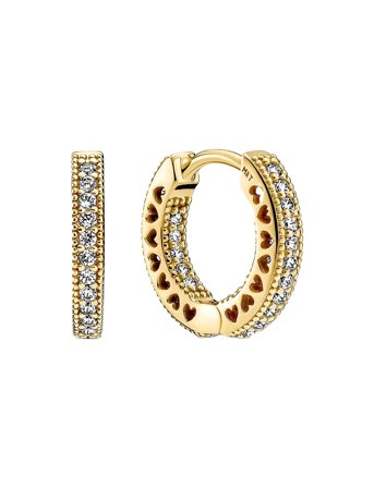 Pandora 14K Gold-Plated Hoop Earrings With Clear Cubic Zirconia - Gold - ONE SIZE