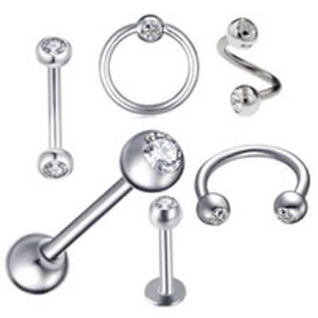 6st Pack Set Labret Tunga Ögonbryn Ringar Mix 6 Stilar Silver 6st Pack Mix