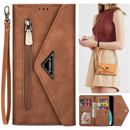 Kompatibel med Samsung Galaxy S21 Plus 5g case Avtagbar Crossbody-halsrem Lanyard-fodral Dragkedja Case Axel med 6 korthållare Cover Premium P