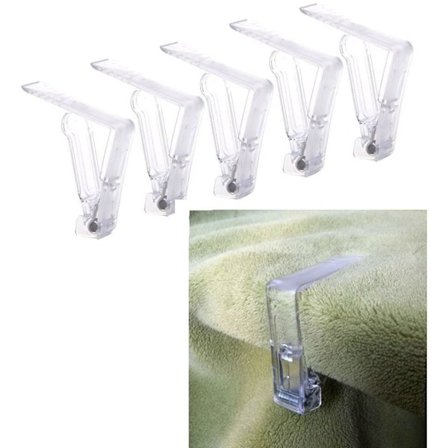 12 stk. gennemsigtige bordklemmer i plast til duge