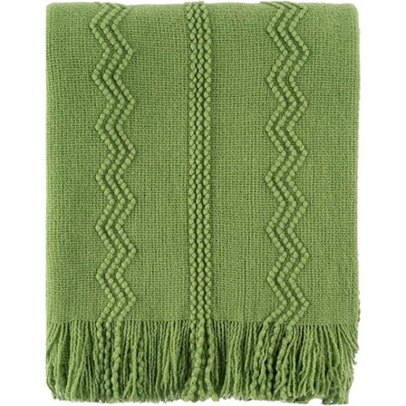 Grön filt (grön, 50"x60") med fransar geometrisk säng T