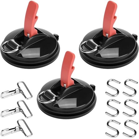 Sugekop Kroge - 3 stk - Bil Sugekop Krogsæt Camping Med 6 S Kroge Og 3 D-ring Clips - Til Bil Side Markise Båd Camping Presenning - Camping