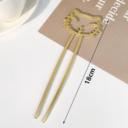 E Guld Silver Färg Metal Smile Cat Hair Sticks För Kvinnor Fashi