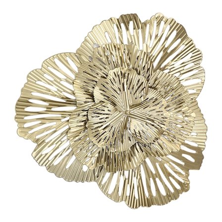 Moderne Stilful Jern Trekantet Ginkgo Blomst 3D Vægskulptur til Stue Soveværelse Hall Dekoration