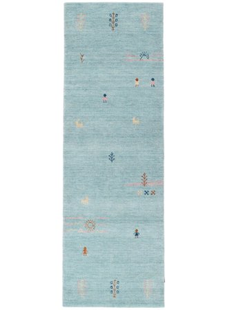Gabbeh Landscape 80X250 Small Light Blue Runner Wool Rug