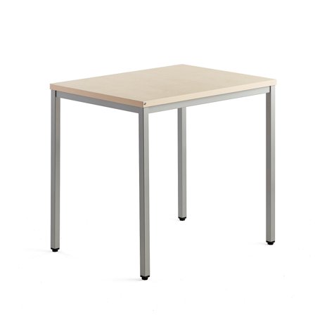 Beistelltisch QBUS, 800 x 600 mm, Silber/Birke
