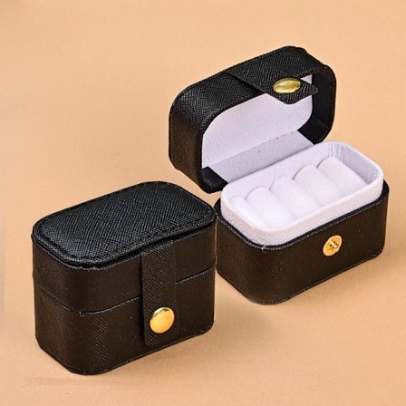 Smykkeskrin til ringe, Udsøgt smykkeskrin i læder - Sort