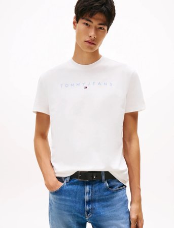 Tommy Jeans Tjm Reg Linear Logo Tee Ext - White - M