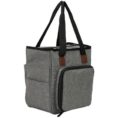 Stickväska Oxford Canvas Anti-damm förvaringsväska för garn och nålar Grå förvaring, hemförvaring