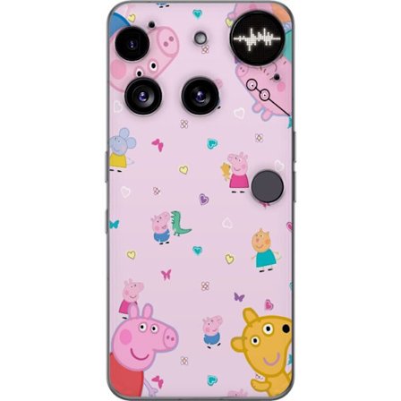 Kompatibelt Mobildeksel til Nothing Phone (3) Peppa Gris med en baby i armene, mamma gris motiv i fargerik og myk barneillustrasjon med hjerter