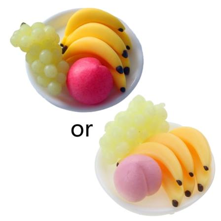 Sæt med 6 stk Legetøj Køkken Frugt Mini Drue/fersken Model til dukkehus Tilbehør Køkkentilbehør Piger Drenge Foregiver rollespil