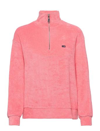 Kelly Organic Cotton Half Zip Terry Sweatshirt Pink Lexington Clothing