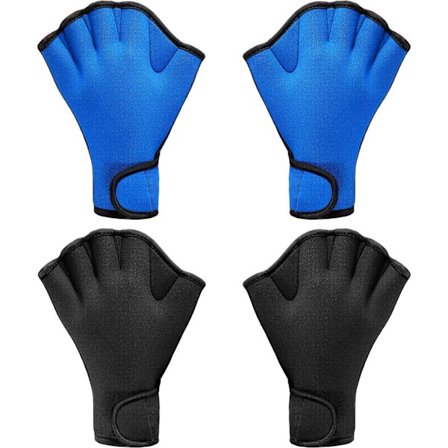 2 par uimahanskoja uimaharjoitteluun vedessä, neopreenihanskat uimakalvoilla, harjoituskäsineet veden vastukselle, koko M