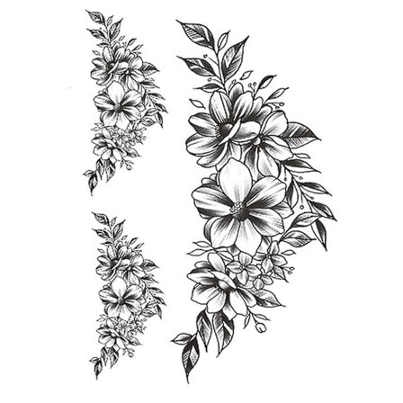 Fashion Tattoo Sticker Temporary Black Roses Design Full Flower Arm Big Fake Tattoo Sticker Body Art Decal Qinhai