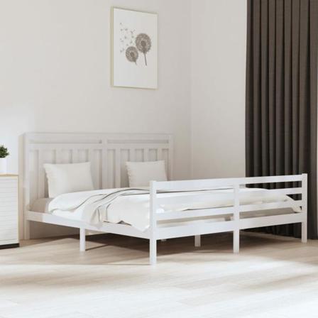 Vidaxl Sängram Vit Massivt Trä 180x200 Cm Vit