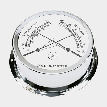 Hygrometer & termometer Autonautic Atlantic TH95C, Ø70/95 mm, kromad mässing