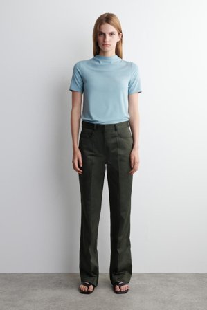 COS Sateen Straight-Leg Trousers in Green - Women
