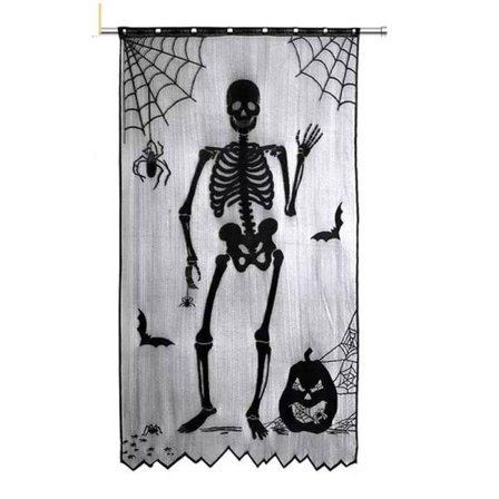 Halloween gardin fönster populär spets skalle svart spindelnät terrorist gardin stång stil polyester dörr dekor