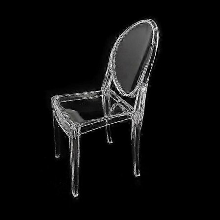 2 muovista valmistettua 50-luvun kristalliruokatuolia, rento kotituolimalli (läpinäkyvä)