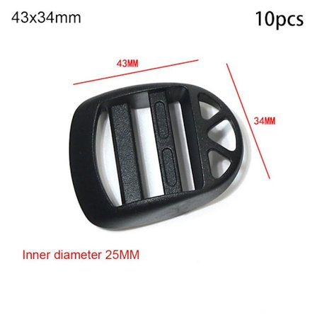 10 stk. webbing stropp spenne justerbar glidefeste 43X34MM