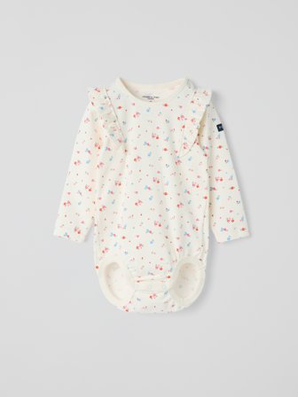 Polarn O. Pyret Långärmad body blommig - 68 - barnkläder - beige