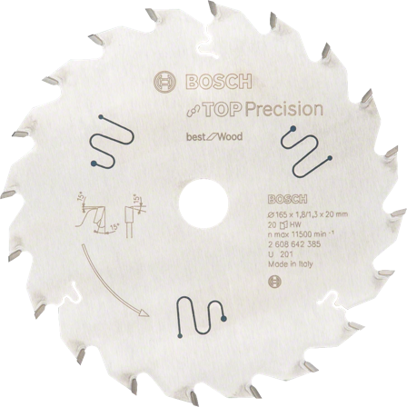 Bosch Top Precision Best for Wood Sagklinge 20T 165 mm, Maskintilbehør & forbruk