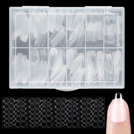Mandelformade korta nagelspetsar, full cover nagelspetsar, förformade halvmatta spetsar naglar gelé nagelspetsar-360 stycken 12-storlekar, 4 ark 