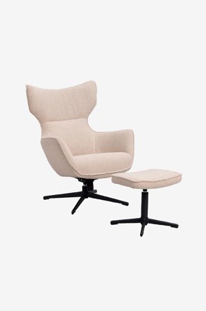 Rowico Home - Jenkins fåtölj med fotpall - Beige - Fåtöljer - Från Homeroom