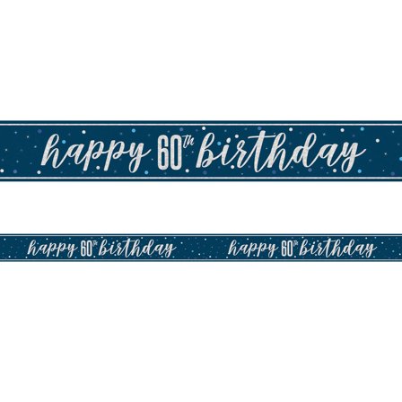 Happy 60th Birthday Banner Blå & Sølv