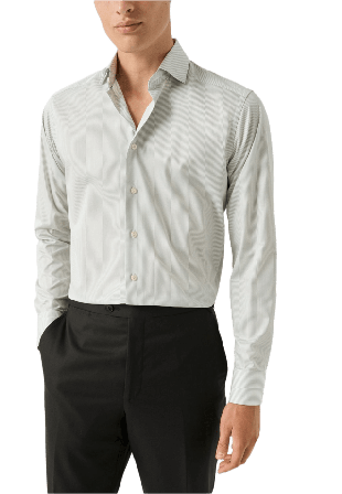 Eton Randig Fine Twill-skjorta Slim Fit Button-downskjortor Herr Grön 39