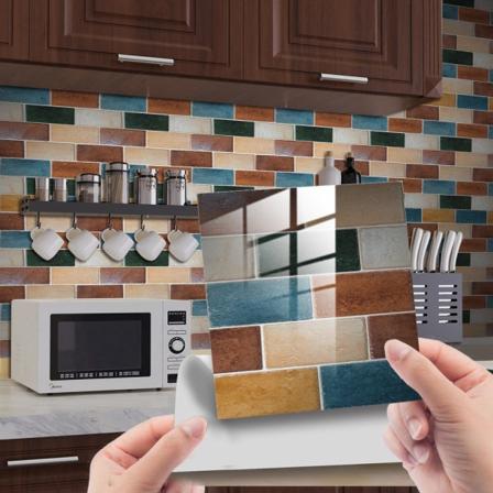 10 st självhäftande 3D mosaik tegel kakel dekaler väggdekaler Brun 15x15cm