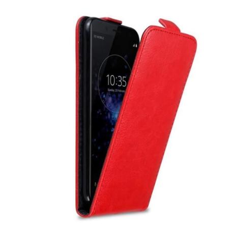Cadorabo Fodral till Sony Xperia XZ2 COMPACT - i rött - Flip Style Skyddsfodral med magnetlås