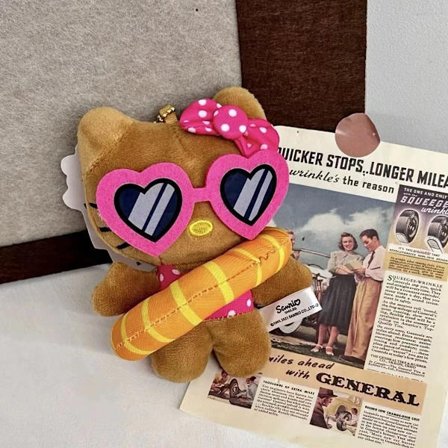 Hello Kitty Søt Svart Hud Kt Katt Polkadot Plysjdukke Kawaii Simcirkelleke Myk Nøkkelring Anheng Periferigave