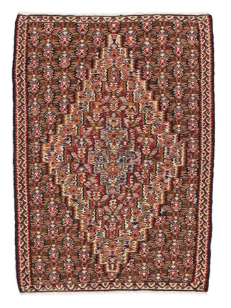 Kelim Senneh Fine Teppich Handgewebt 78X107 Dunkelrot/Schwarz Persien/Iran