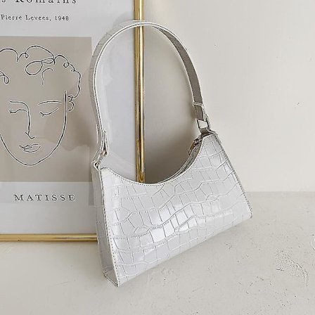 Krokodille Mønster Underarm Taske Kvinders Grænseoverskridende En-skulder Kvinders Tasker Niche Tasker Kvinders Tasker, Hvid Shibaod