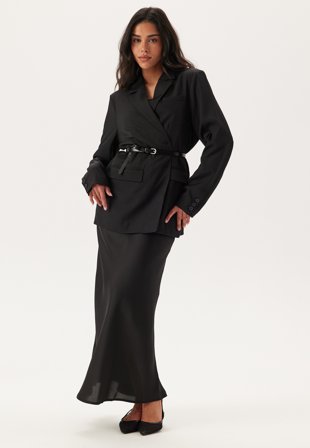 ONLY - Onlchigo Ankel Satin Skirt - Black - Kläder - - Bubbleroom