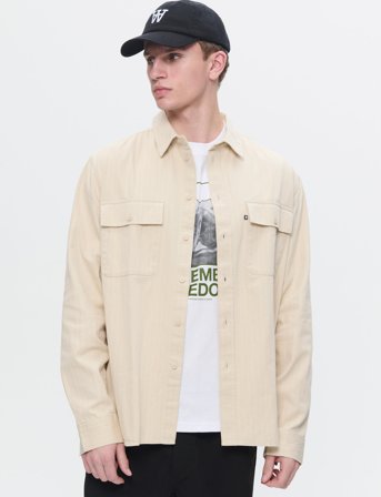 WOOD WOOD Wwaxl Herringbone Shirt - Beige - M