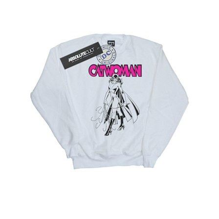DC Comics Flickor Catwoman Piska Sweatshirt 3-4 År Vit